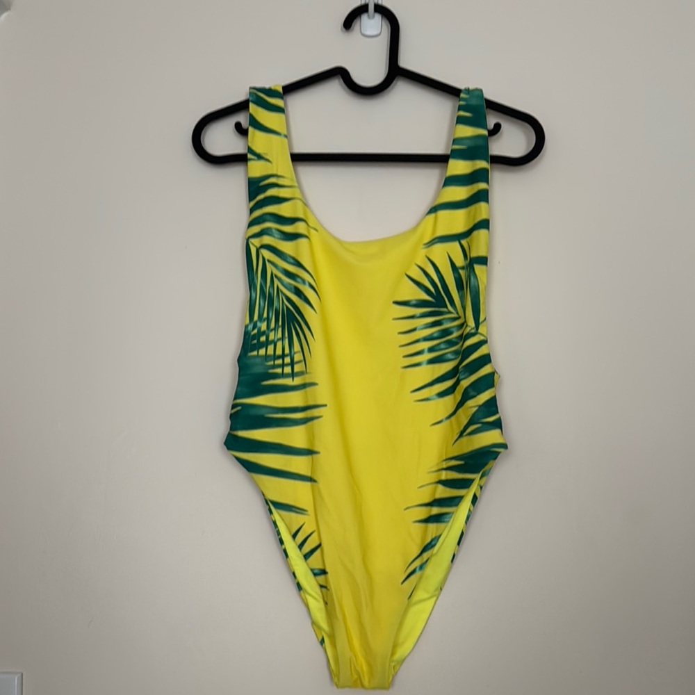 Aerie Yellow and Green Tropical One Piece Swimsuit